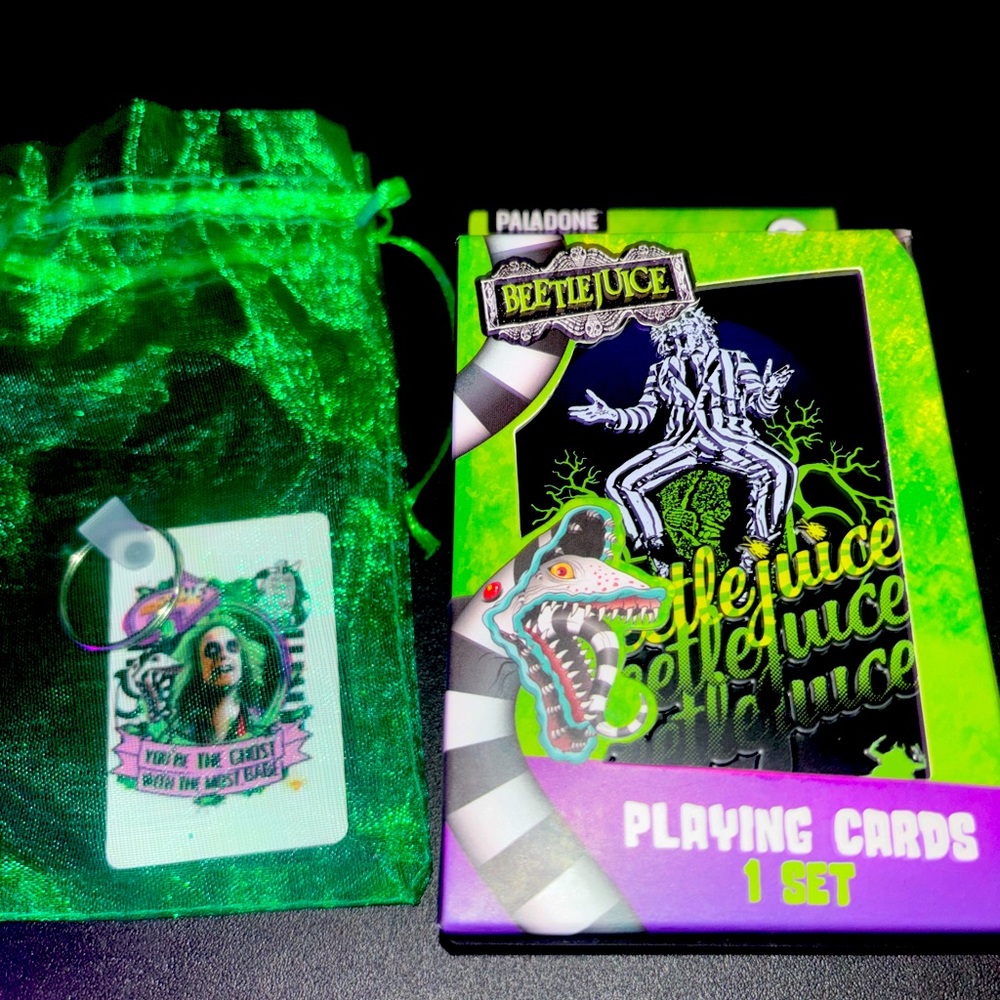 Beetle Juice Playing cards and keychain